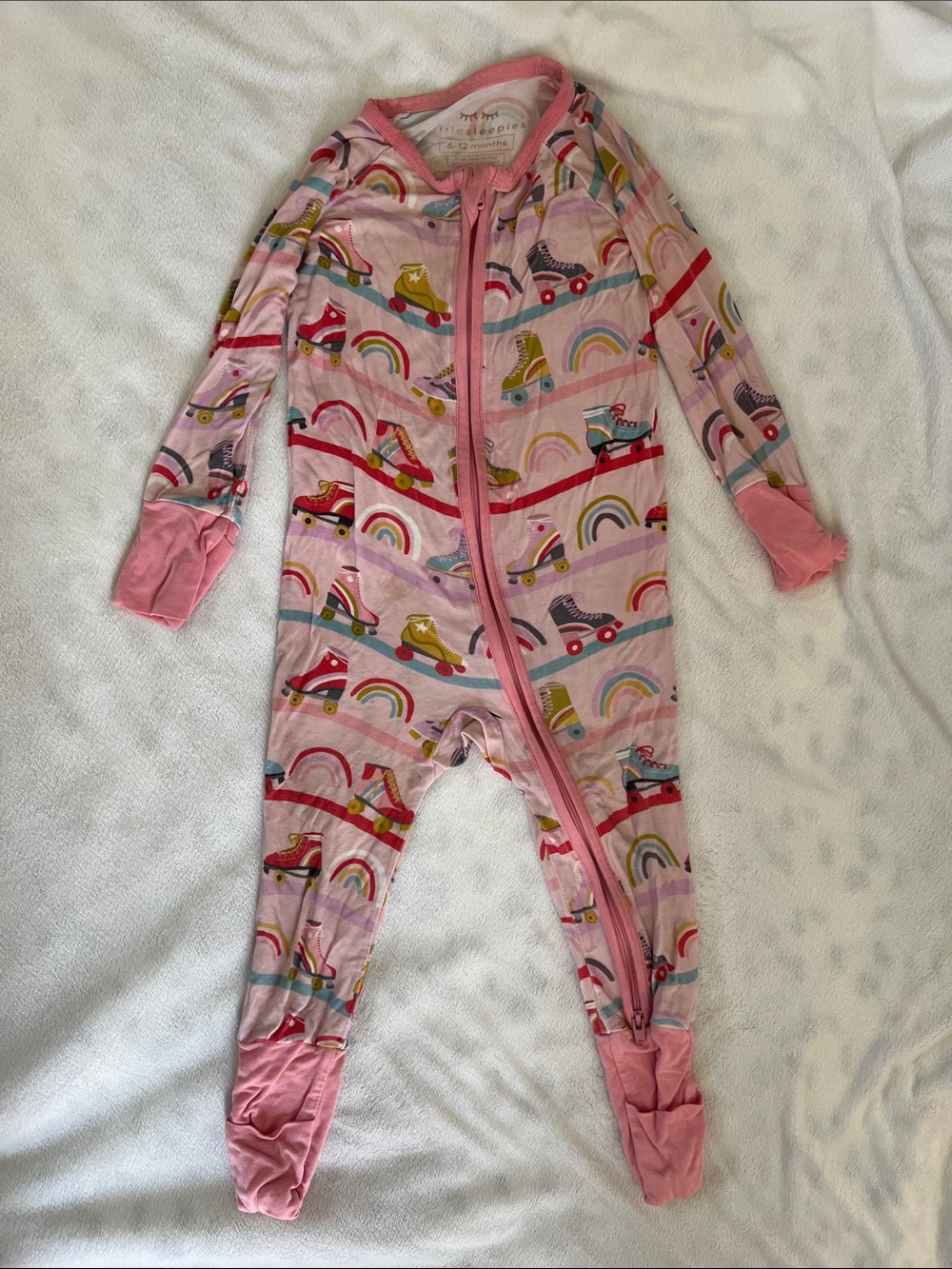 Little Sleepies Pink Roller Skate & Rainbow Footie